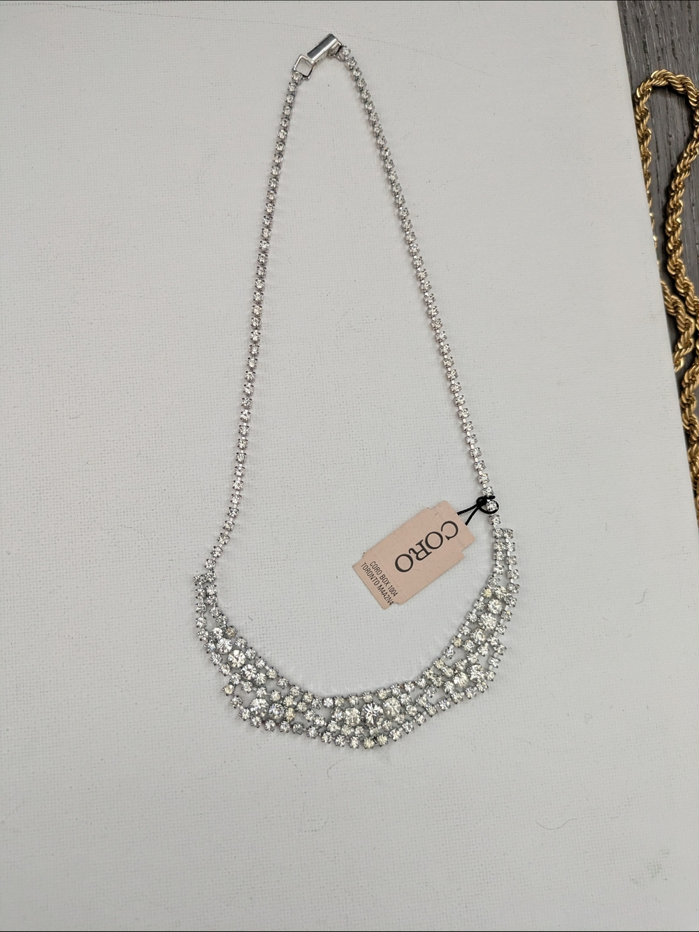 Coro Silver-Tone Triple Row European Crystal Necklace - Picture 4 of 5